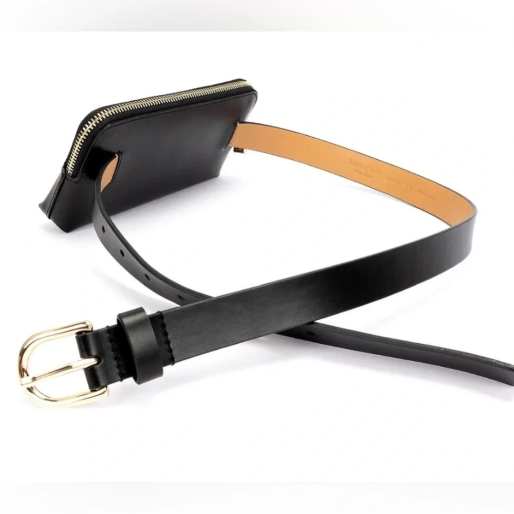 🔥NEW🔥 Kate Spade New York Black Leather Gold Logo Belt Bag Size L/XL NWT - Picture 6 of 12